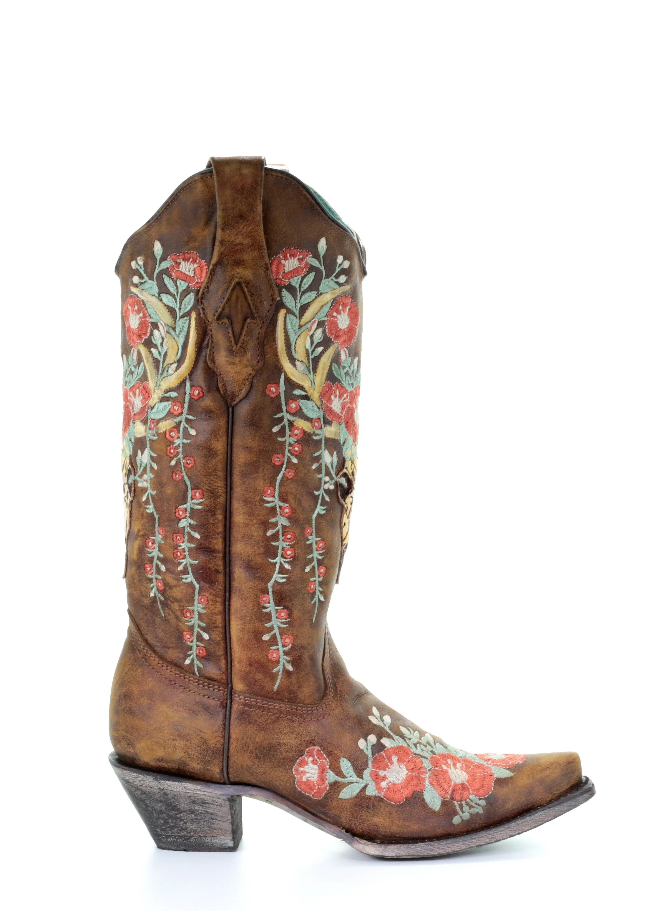 A3652 - Corral tan  western cowgirl leather boots for women