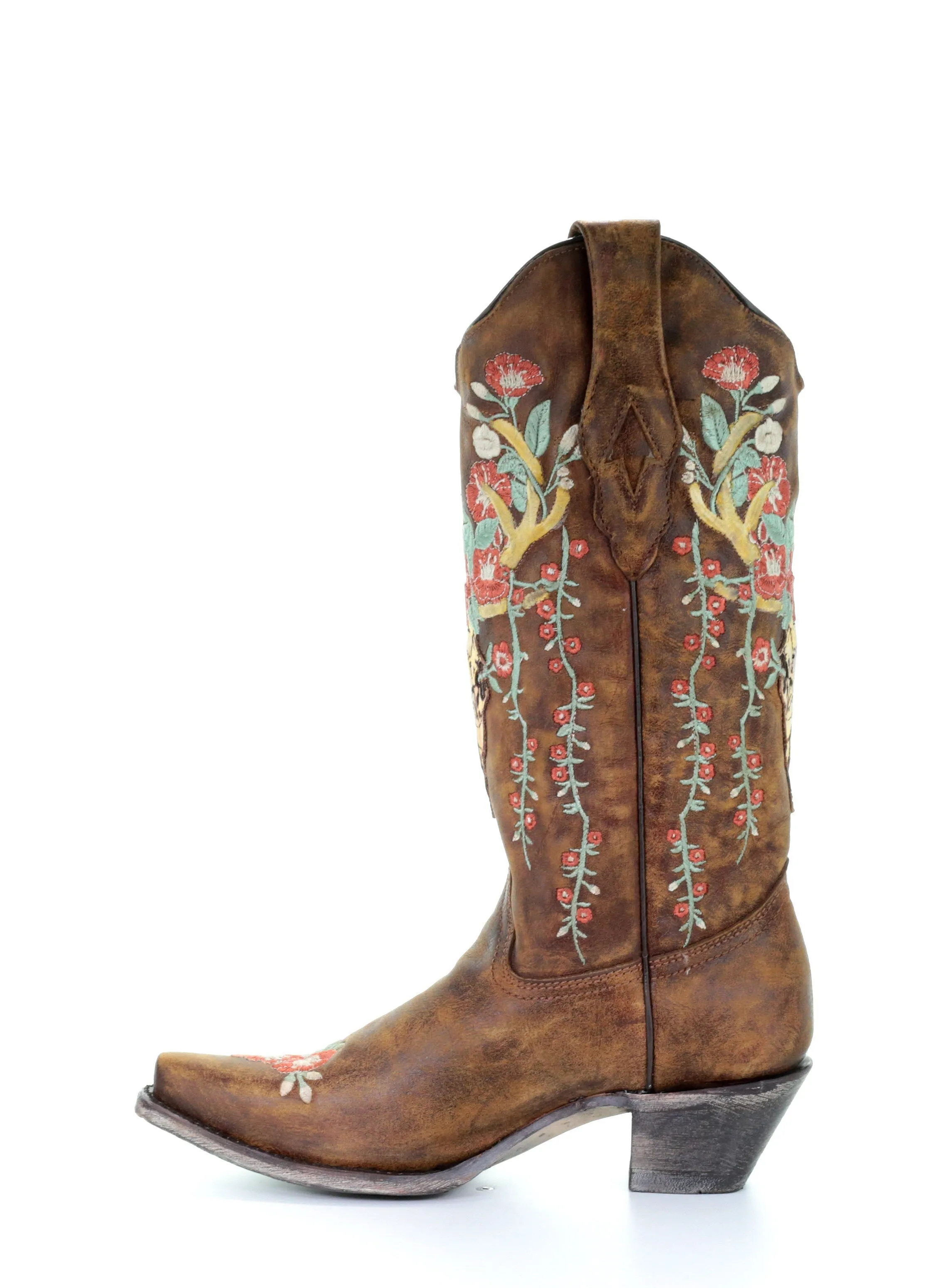 A3652 - Corral tan  western cowgirl leather boots for women