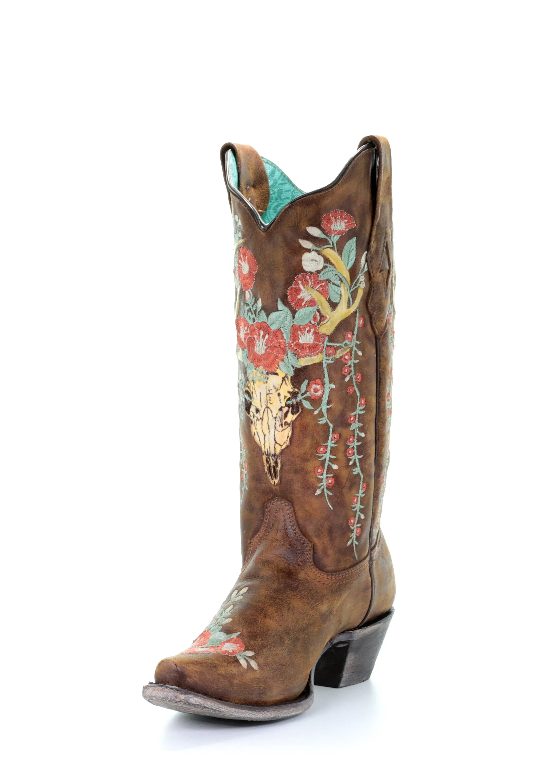 A3652 - Corral tan  western cowgirl leather boots for women