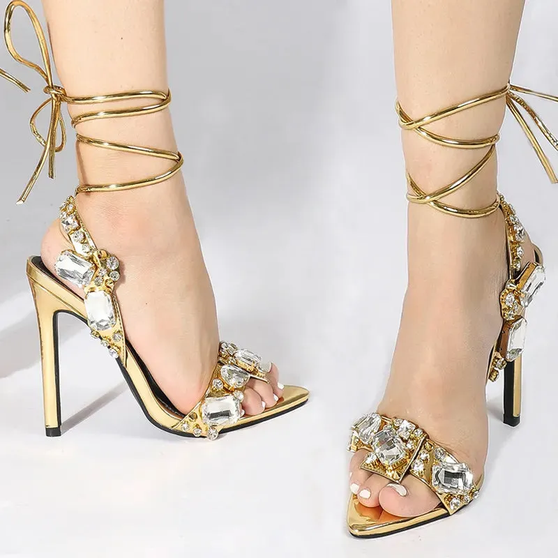 A&A Crystal Diamond Pointed Toe Heels