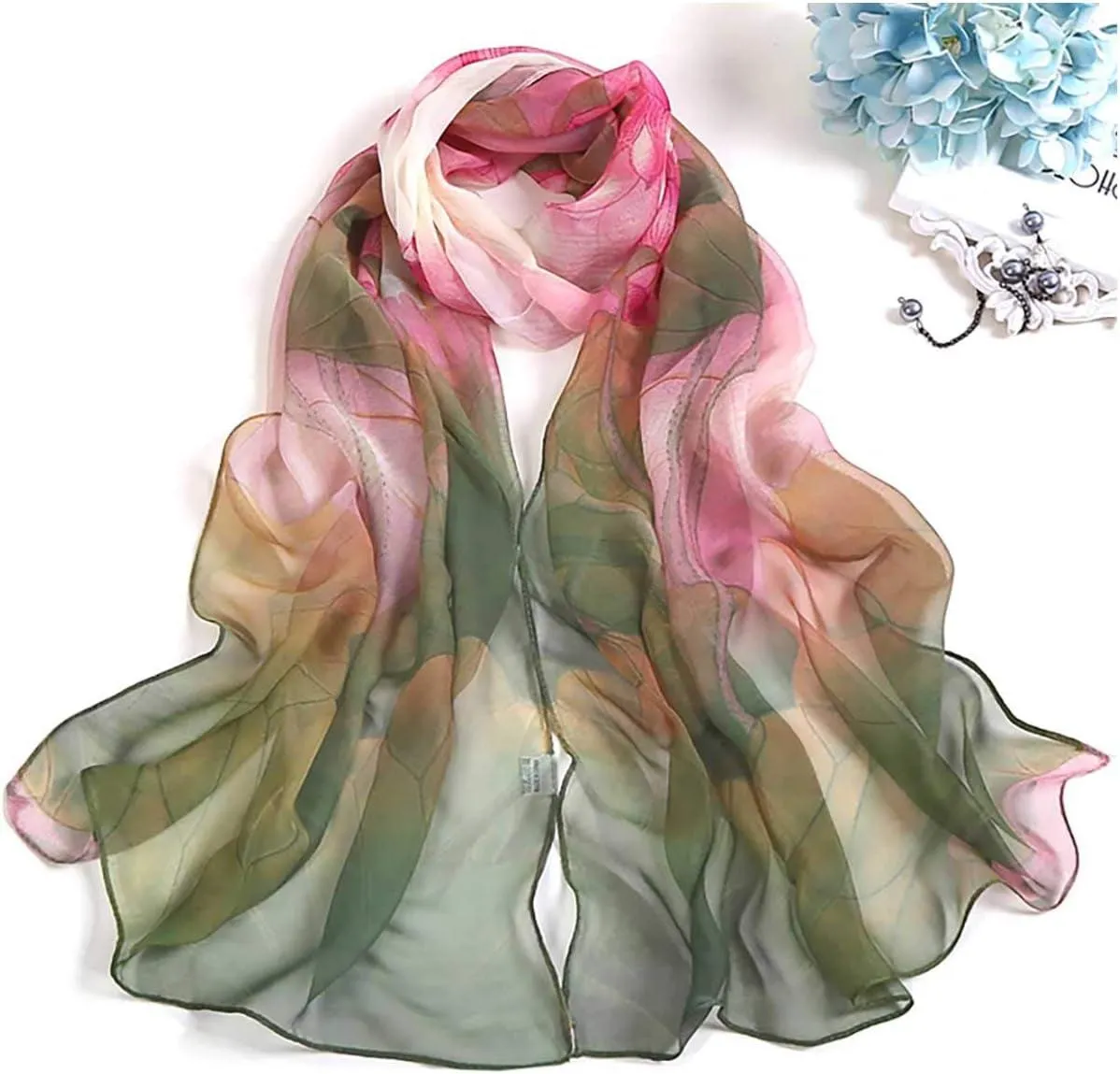 Acotavie Scarfs for Women Lightweight Print Floral Pattern Scarf Shawl Fashion Scarves Sunscreen Shawls