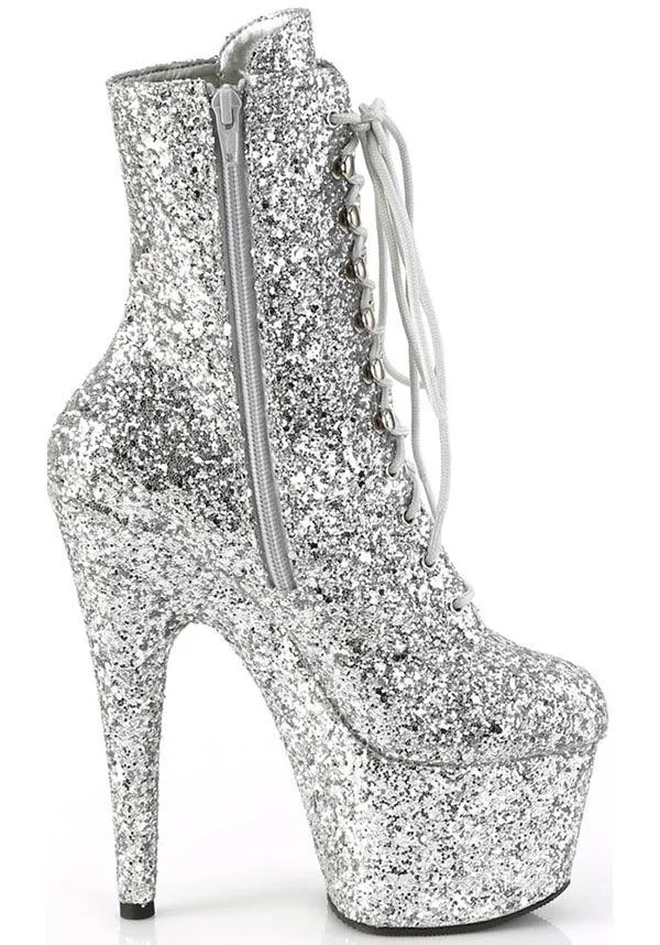 ADORE-1020GWR [Silver Glitter] | PLATFORM BOOTS [PREORDER]