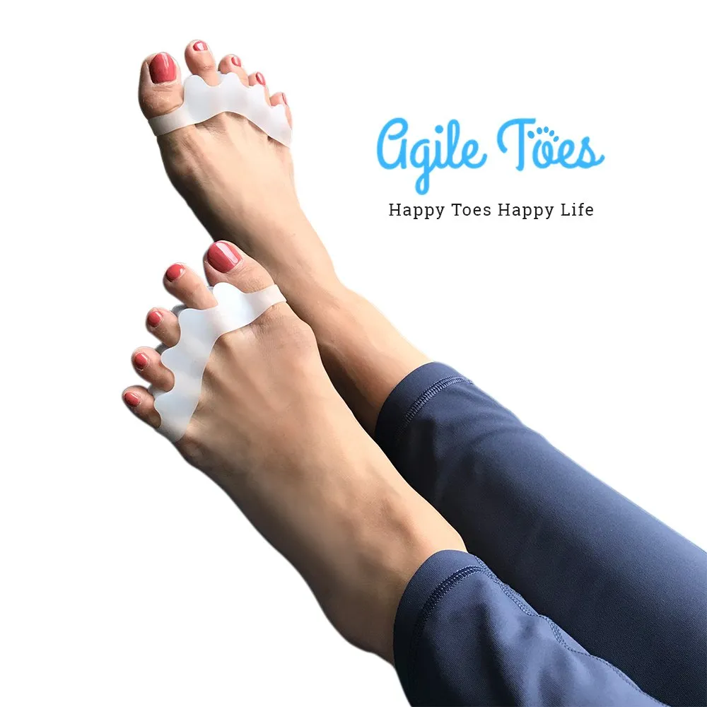 Agile Toes: Toe Separator Toe Spreader Toe Spacer Toe Divider for Therapeutic Relief from Bunions, Plantar Fasciitis, Hammer Toes, Claw Toes & other Foot Conditions, Spa & Pedicures for Men and Women