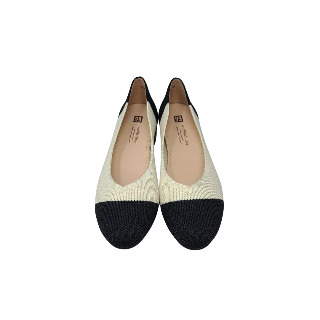 AiciBerllucci Ball ladies White/Black knitted Flat shoes