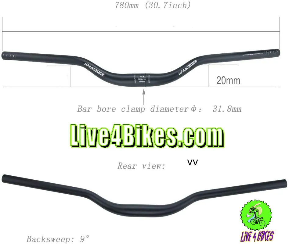 Aluminum Mountain bike handlebars 31.8 x 780mm wide   - Live4Bikes