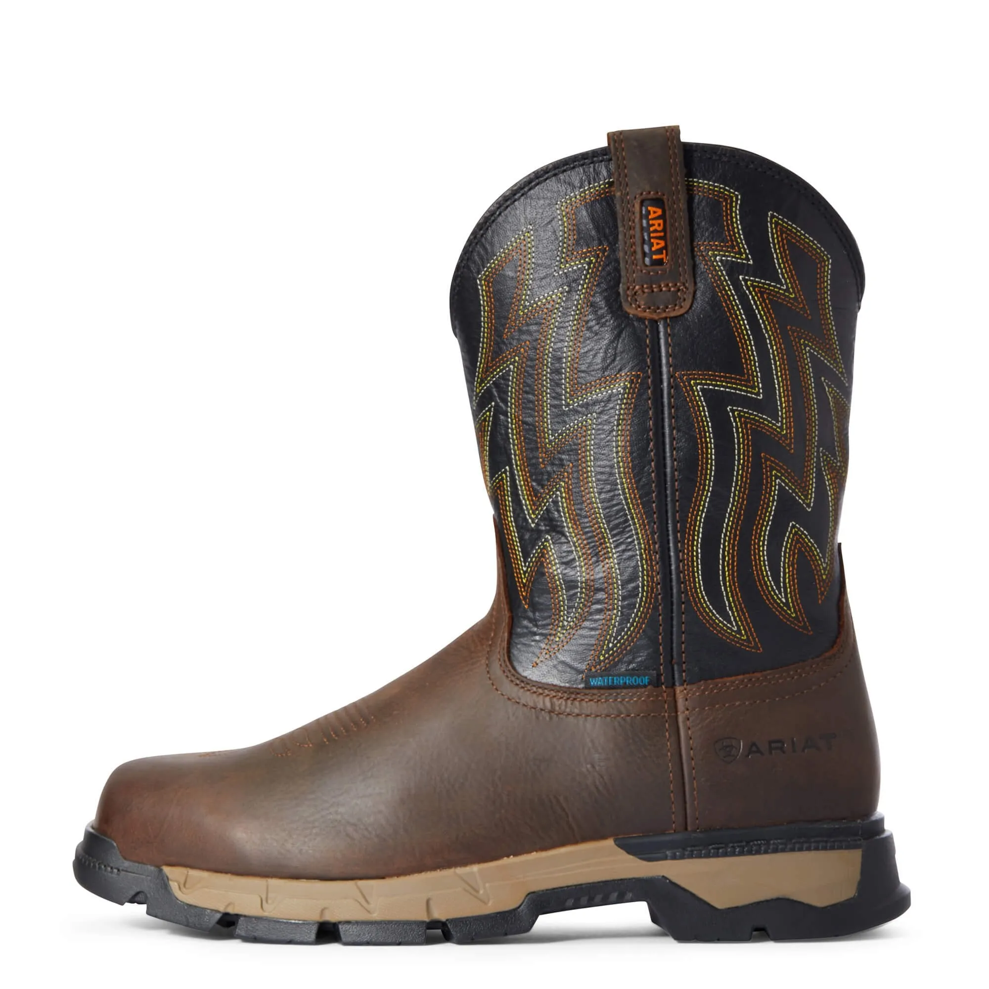 Ariat Men's Rebar Flex Western Waterproof Work Boot, Dark Brown