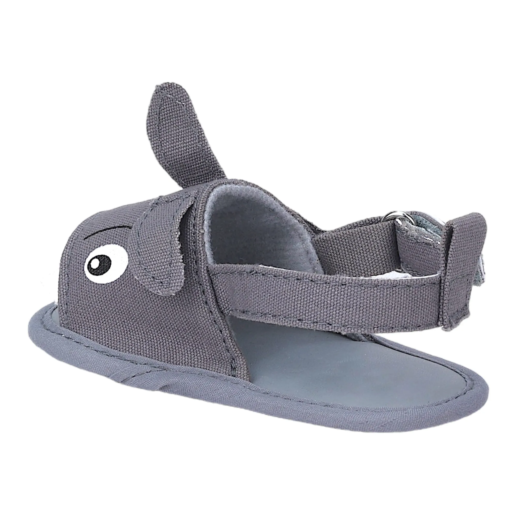 Baby Moo 3D Shark Doo Doo Doo Velcro Straps Anti-Skid Sandals - Grey