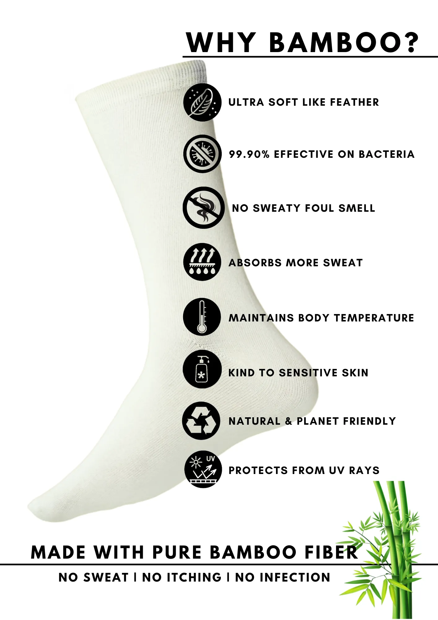 Bamboology Trends Bamboo fabric white socks