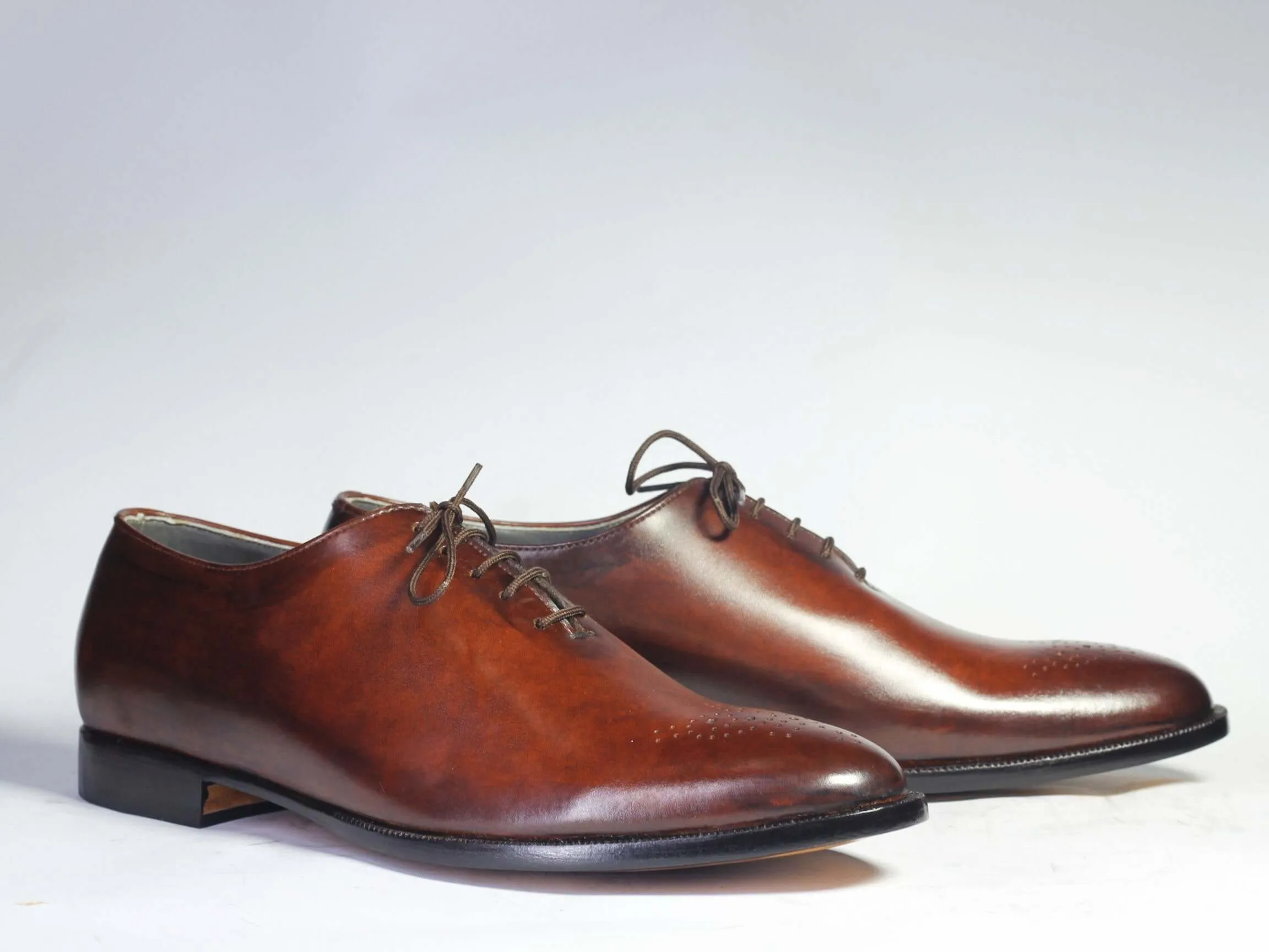 Bespoke Tan Leather Brogue Toe Lace Up Shoe for Men's