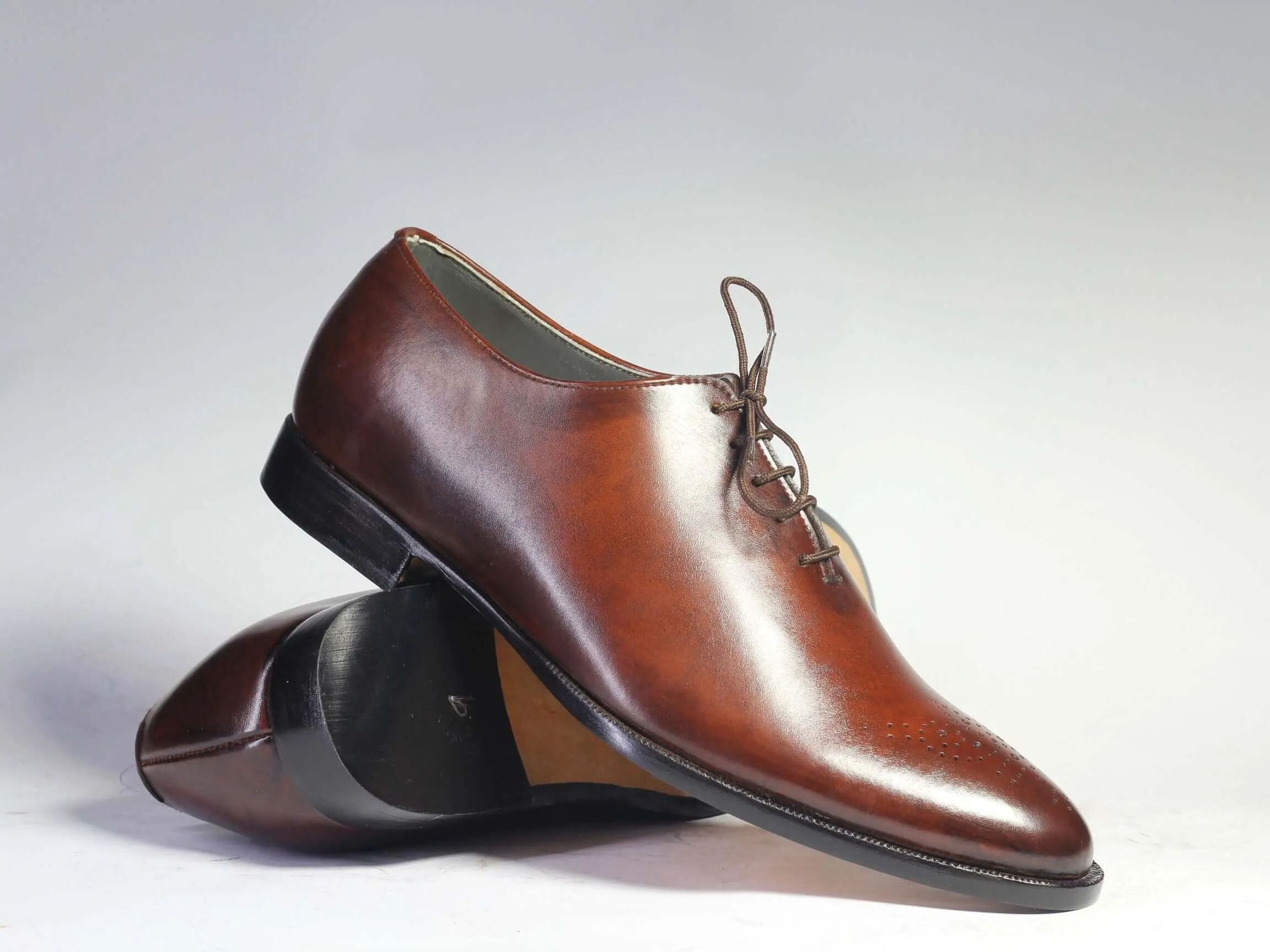 Bespoke Tan Leather Brogue Toe Lace Up Shoe for Men's