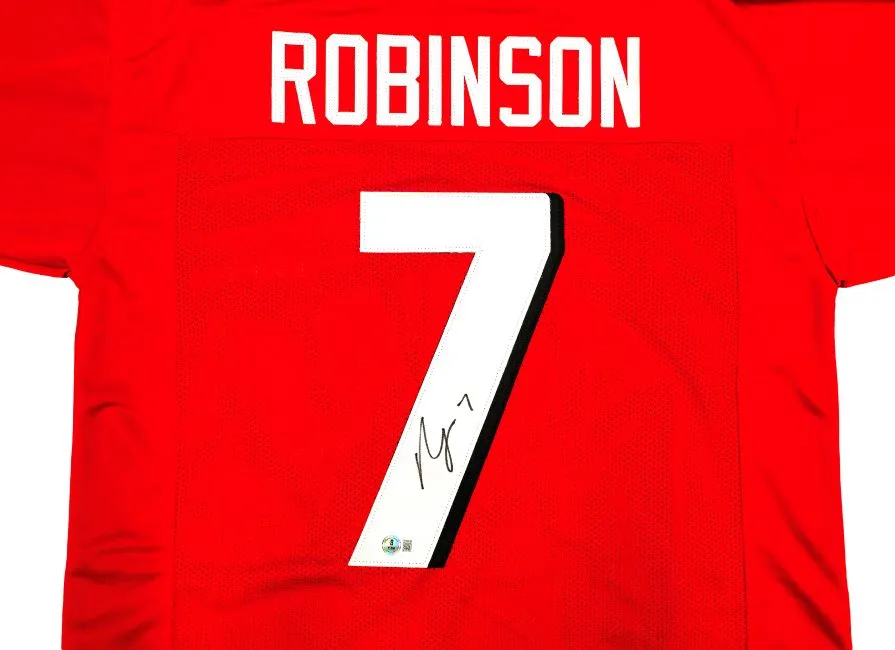 Bijan Robinson Atlanta Signed Red Football Jersey BAS ITP