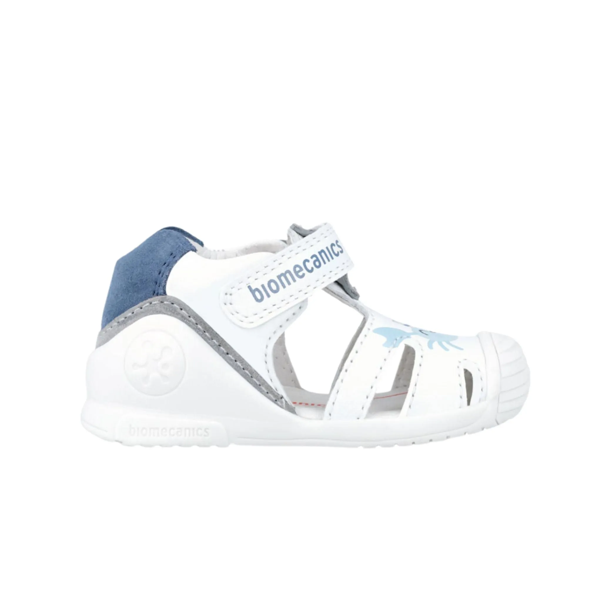 Biogateo White Sandals with Sailor Blue Fish