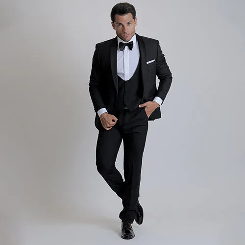 Black tuxedo shawl collar