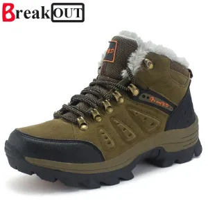 Break Out New Men Boots for Men Winter Snow Boots Warm Fur&Plush Lace Up High Top Fashion Men Shoes 45 46 47