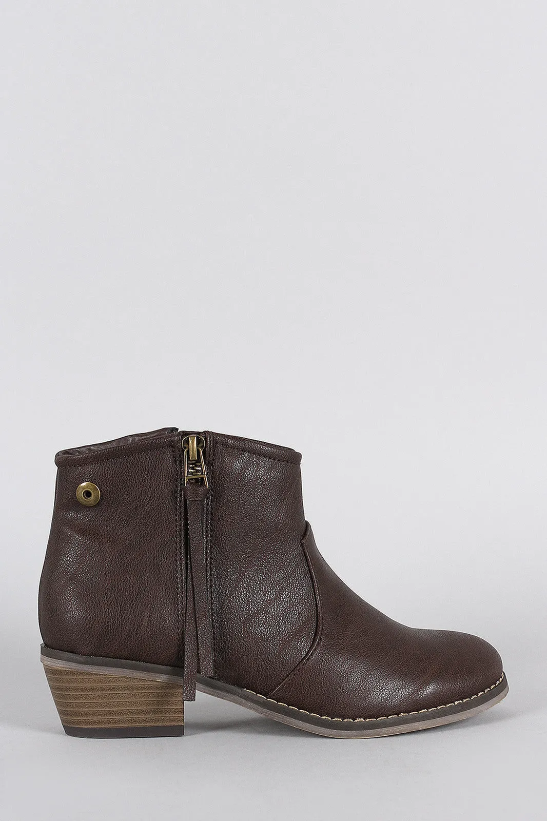 Breckelle Zipper Round Toe Cowgirl Ankle Boots