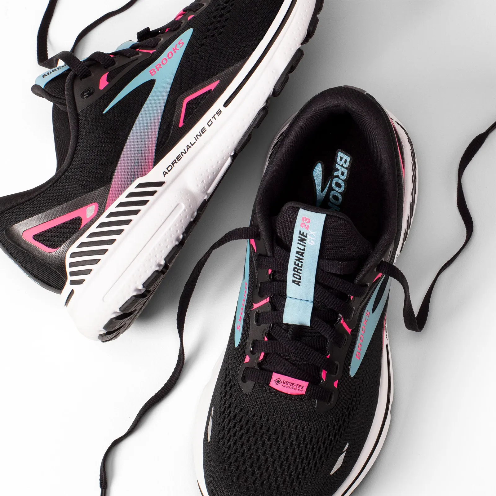 Brooks Adrenaline GTS 23 GTX Running Shoe (Women) - Black/Knockout Pink/Aqua