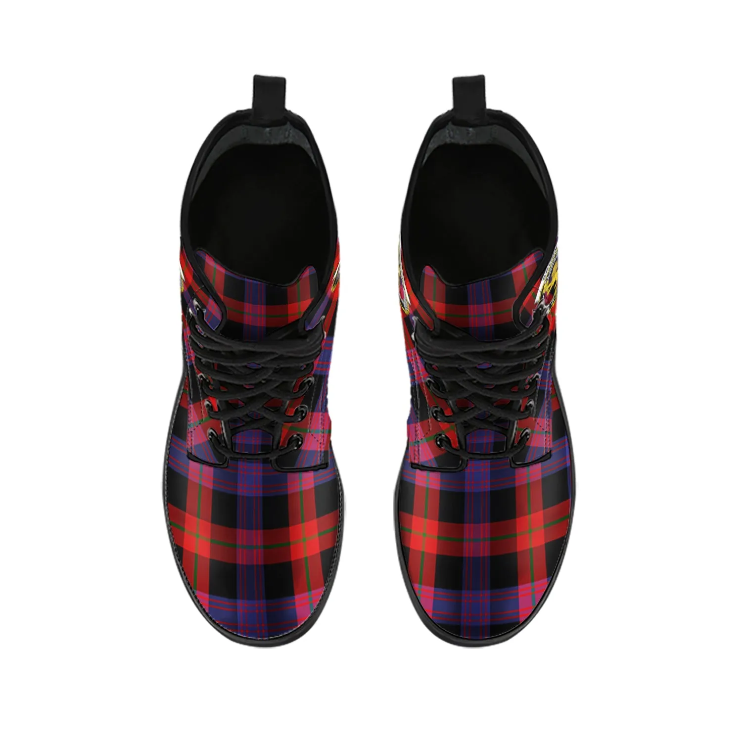 Broun Modern Tartan Leather Boots with Family Crest