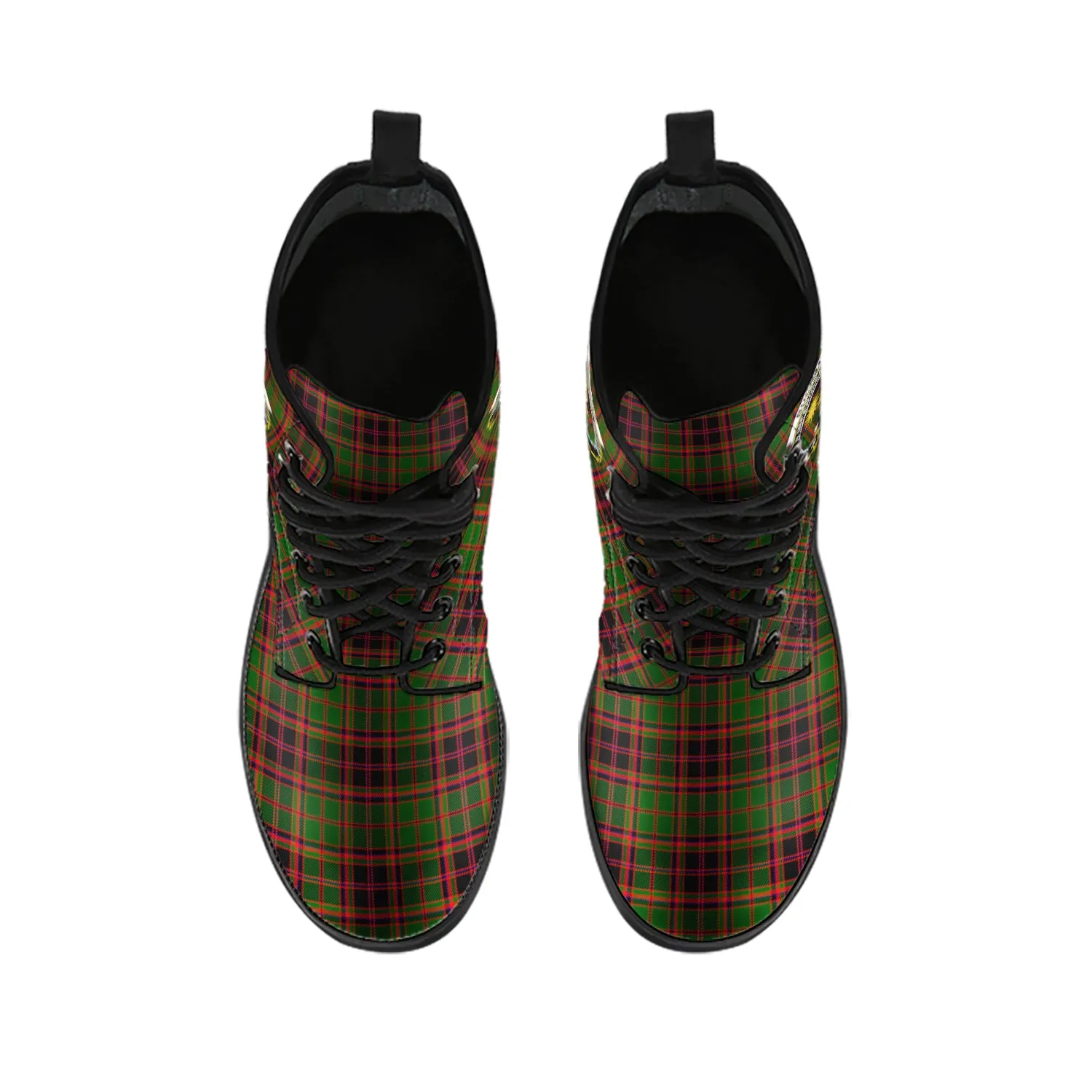 Buchan Tartan Leather Boots with Family Crest