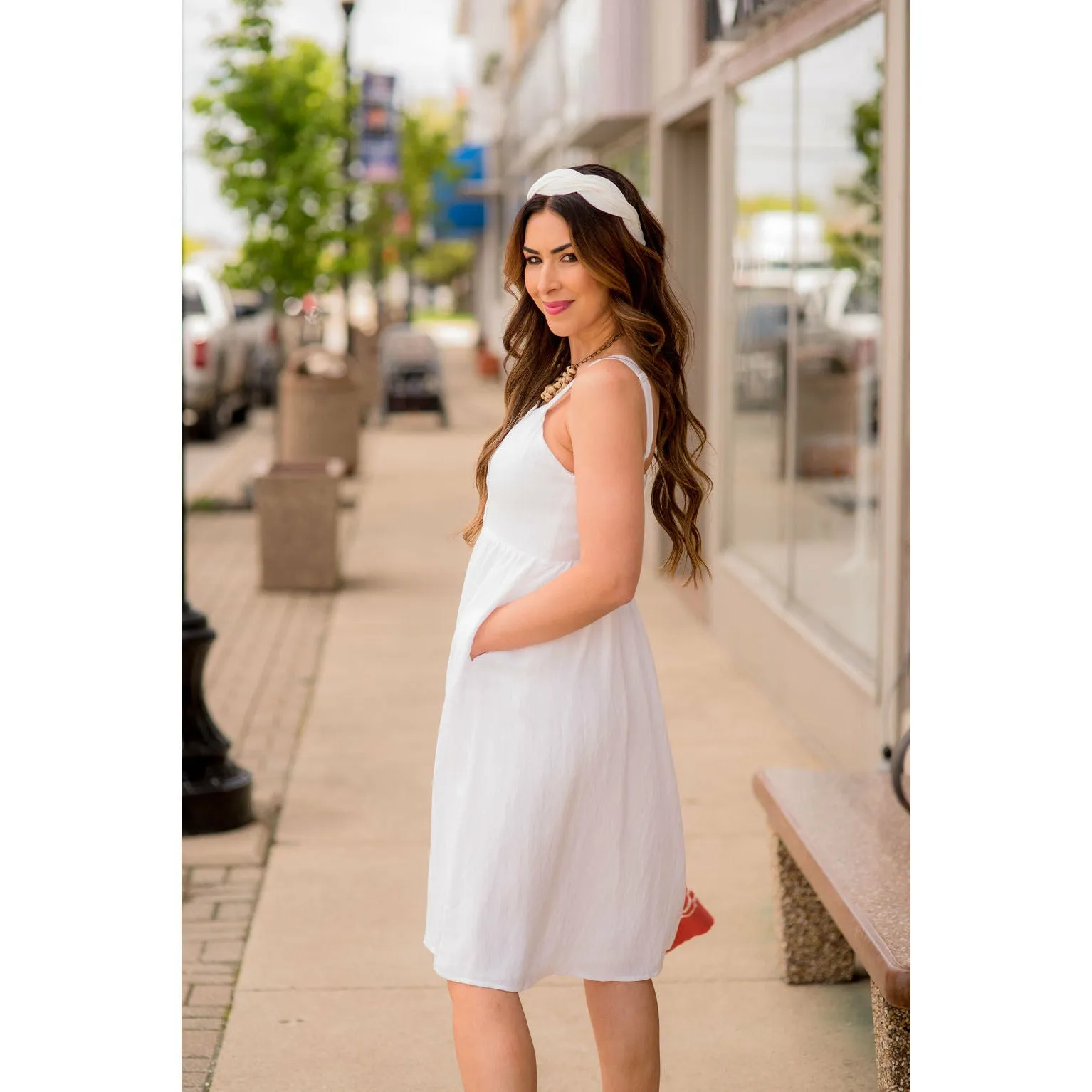 Button Down Pocket Tank Dress