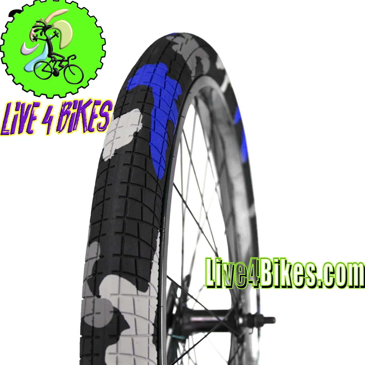 Camo Blue/Grey BMX-style  20 x 2.4 bicycle tire - live4bikes