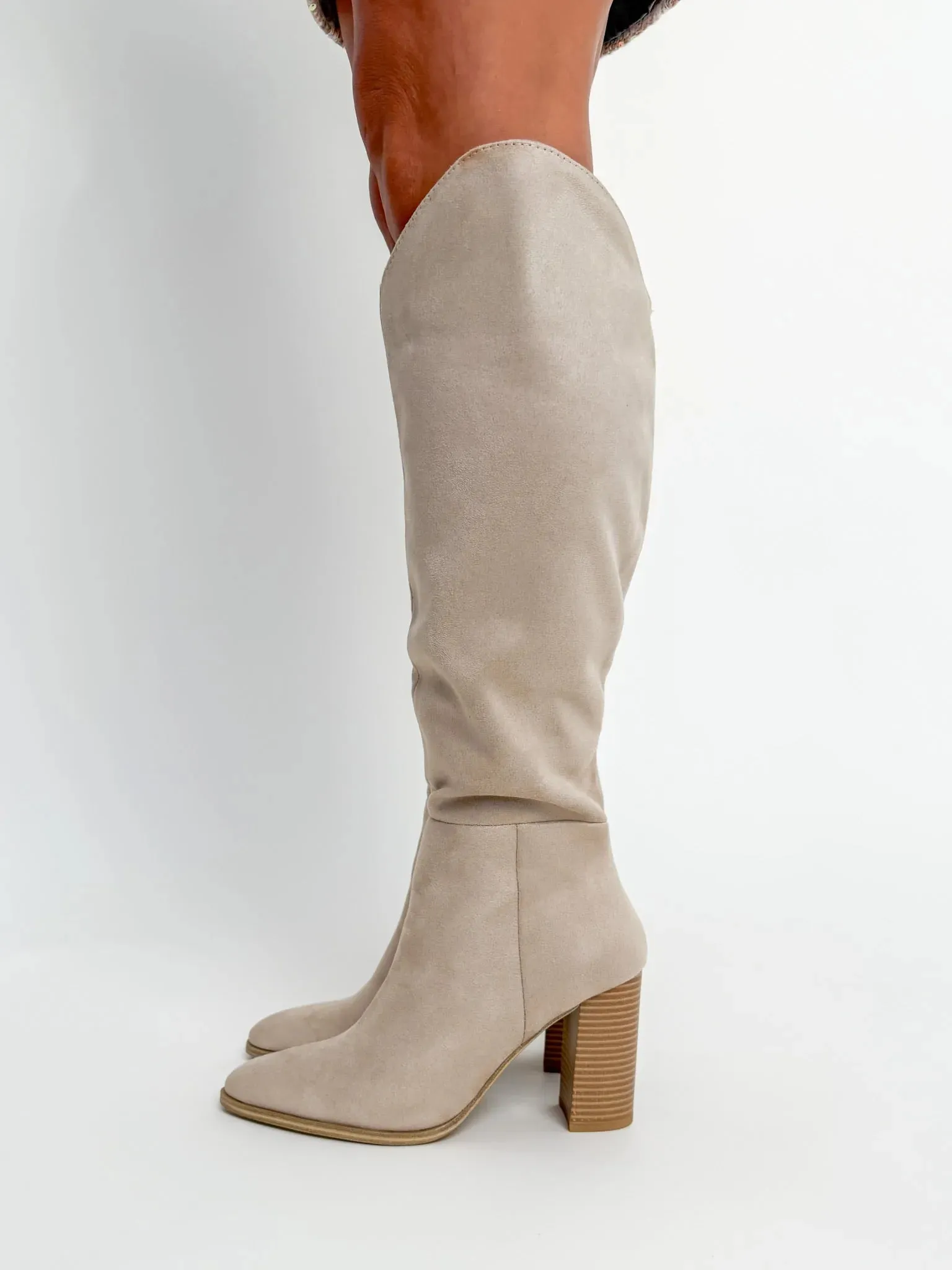 Clay Suede Knee High Boots