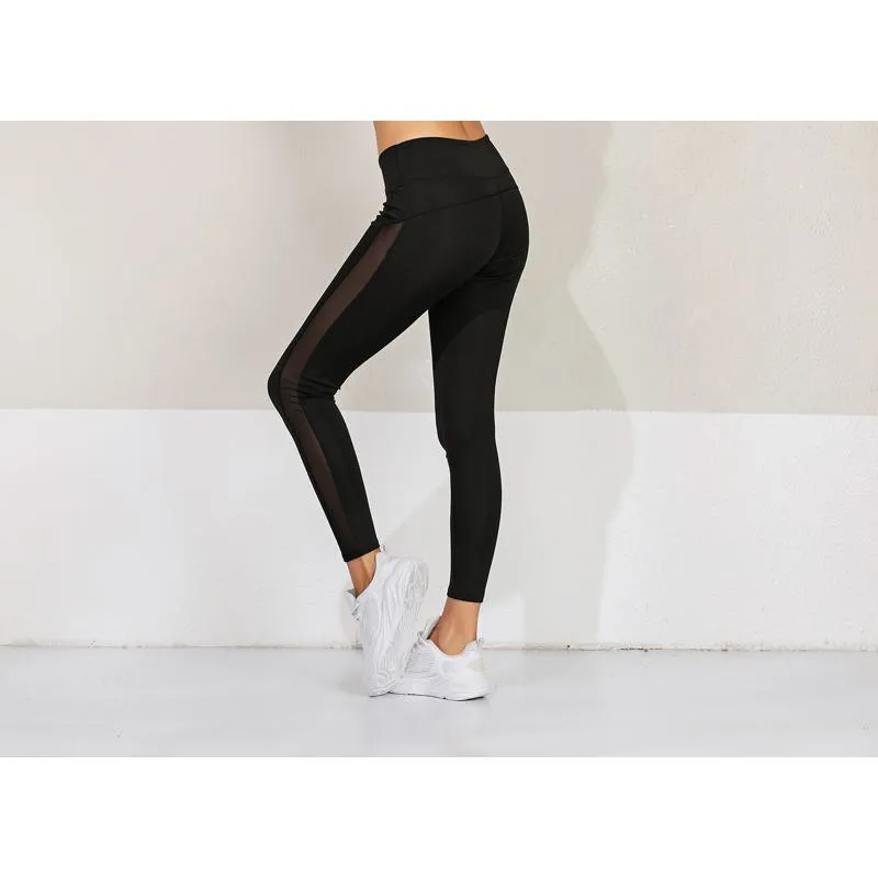 Cropped Mesh Elasticity Patchwork Fitness Yoga Sports Sports Leggings