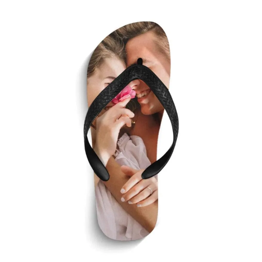 Custom Couple Photo Flip Flops For Both Man And Woman Funny Gift For Vacation,Wedding Ideas For Guests