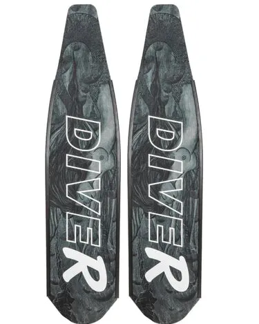 DiveR - Mermaid Black & White By Naomi Gittoes Free Diving Fin Blades