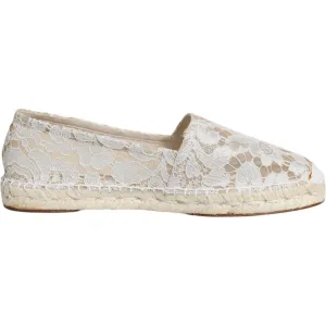 Dolce & Gabbana White Lace Viscose Espadrilles Flats Shoes