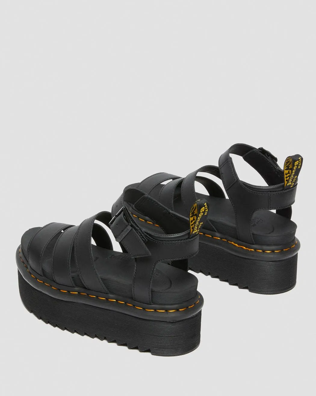 Dr Martens Blaire Hydro Leather Platform Strap Sandals - Black