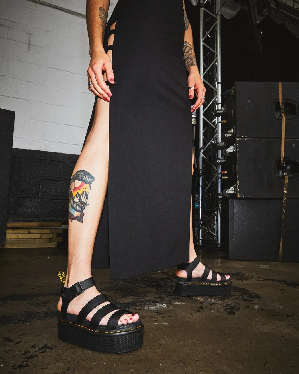 Dr Martens Blaire Hydro Leather Platform Strap Sandals - Black