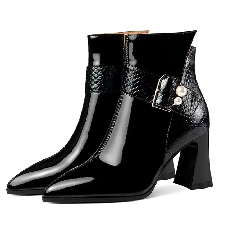 Elegant Zipper Pointed Toe Wedge High Heel Boots