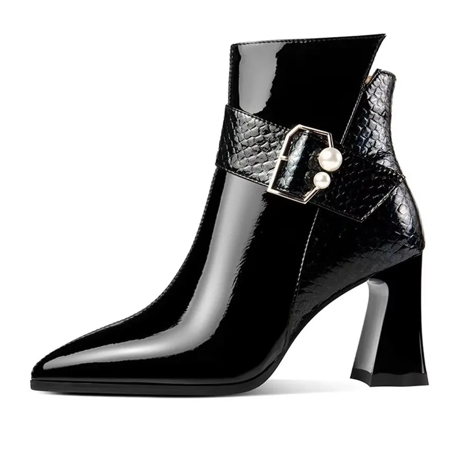 Elegant Zipper Pointed Toe Wedge High Heel Boots