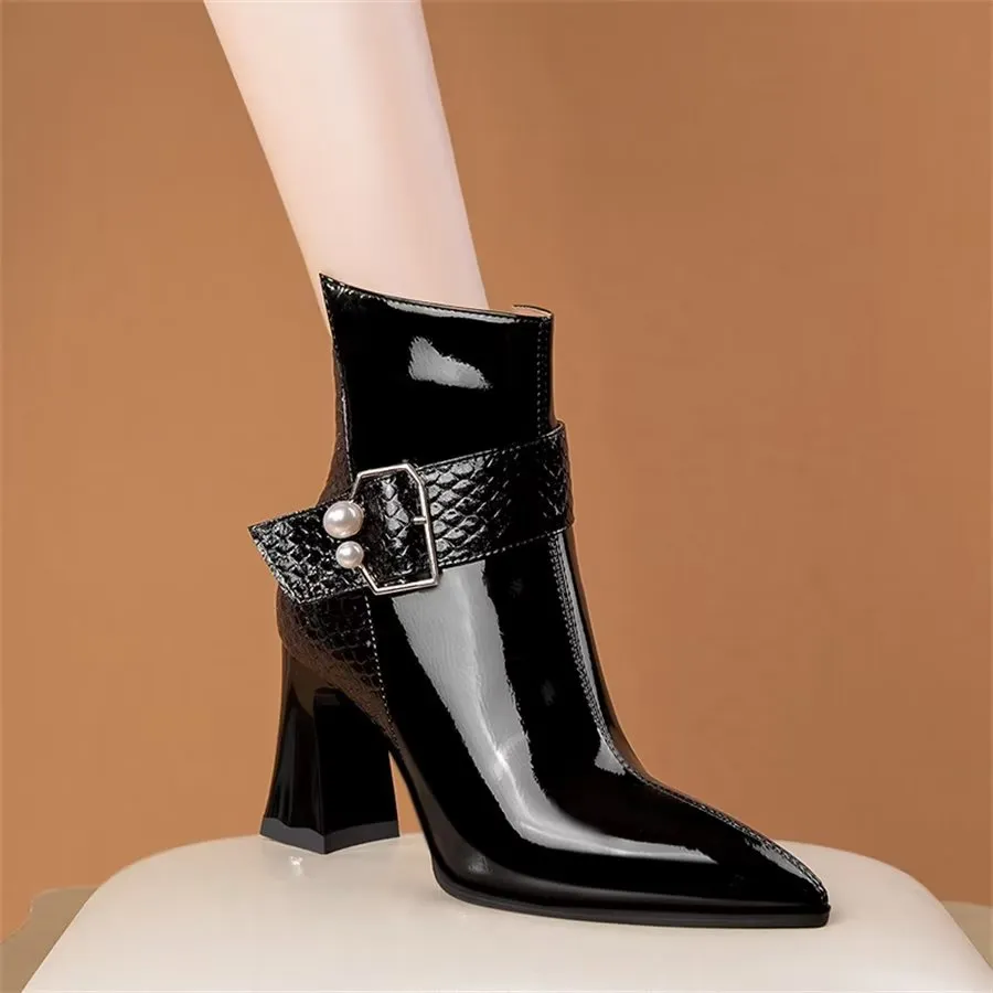 Elegant Zipper Pointed Toe Wedge High Heel Boots