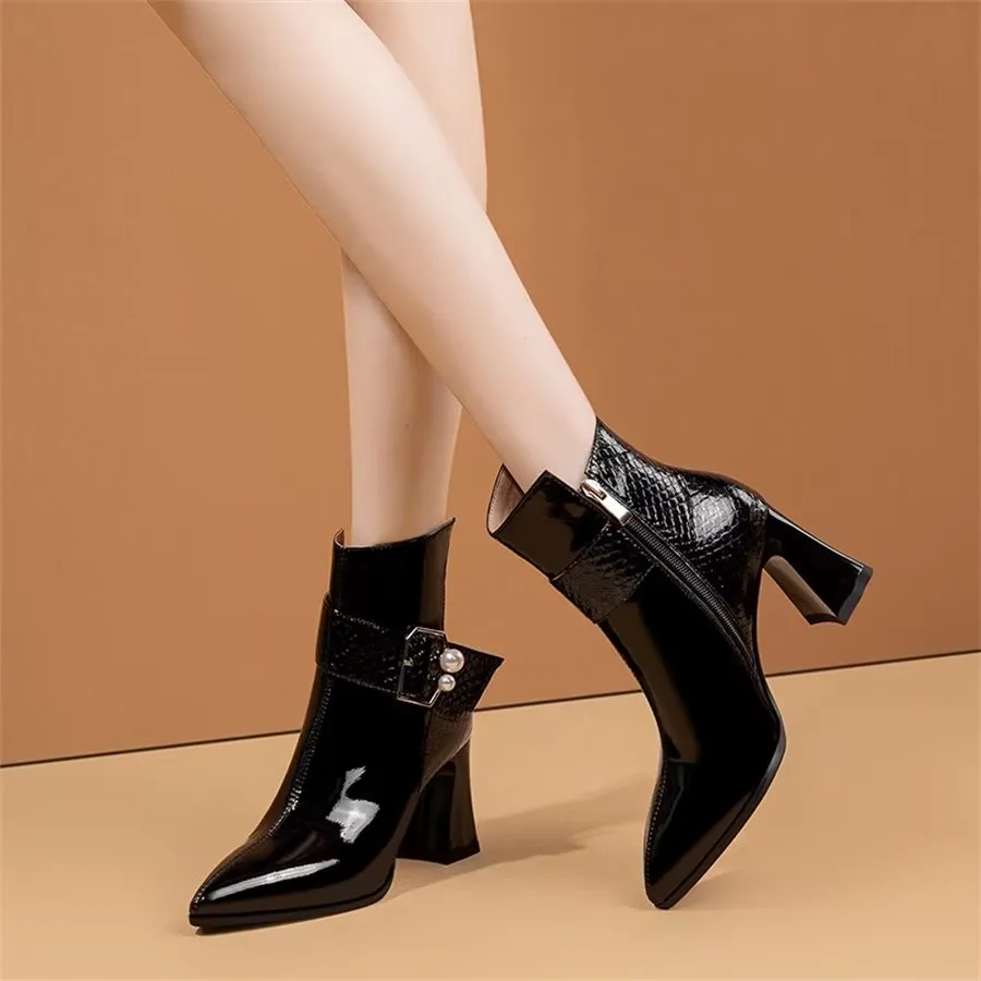 Elegant Zipper Pointed Toe Wedge High Heel Boots