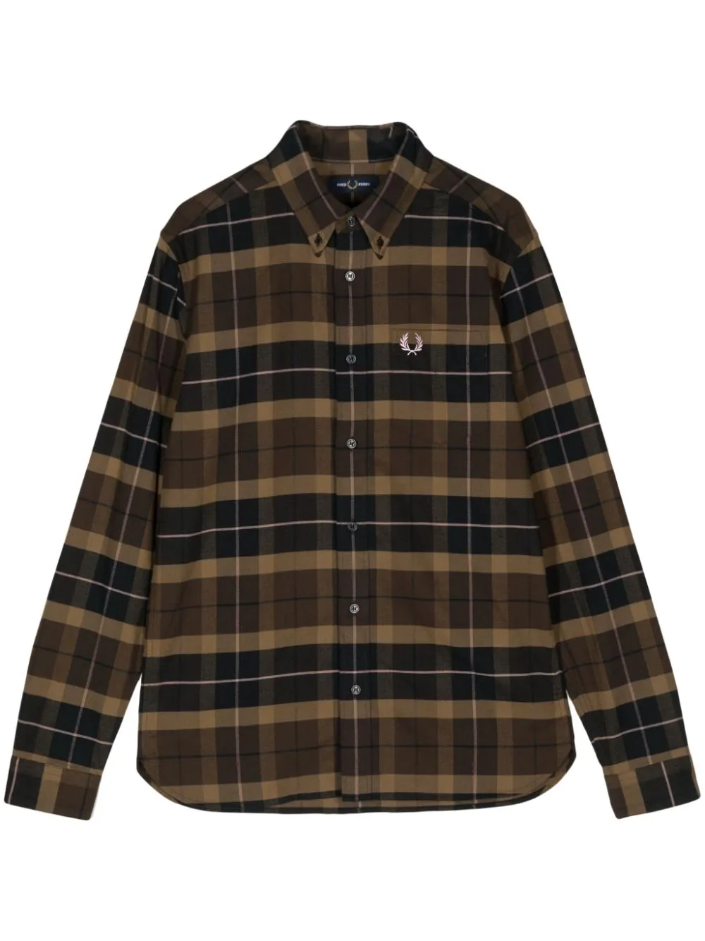 embroidered-logo check-print shirt