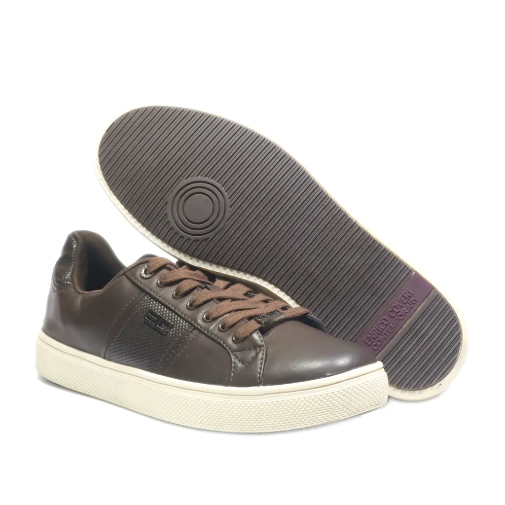 Enrico Coveri Low-Top Sneakers Leather Brown Colour For Men