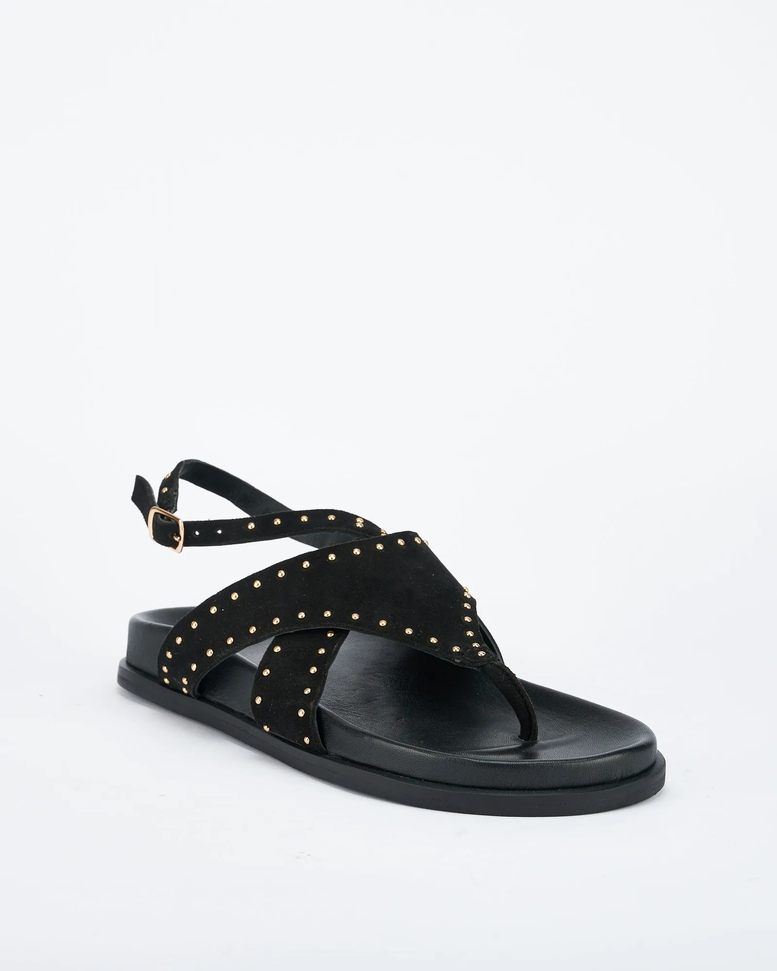 Faust Footbed Black Suede/Gold