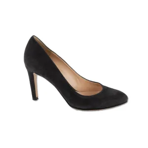 Gianvito Rossi Round Toe Black Suede Pump