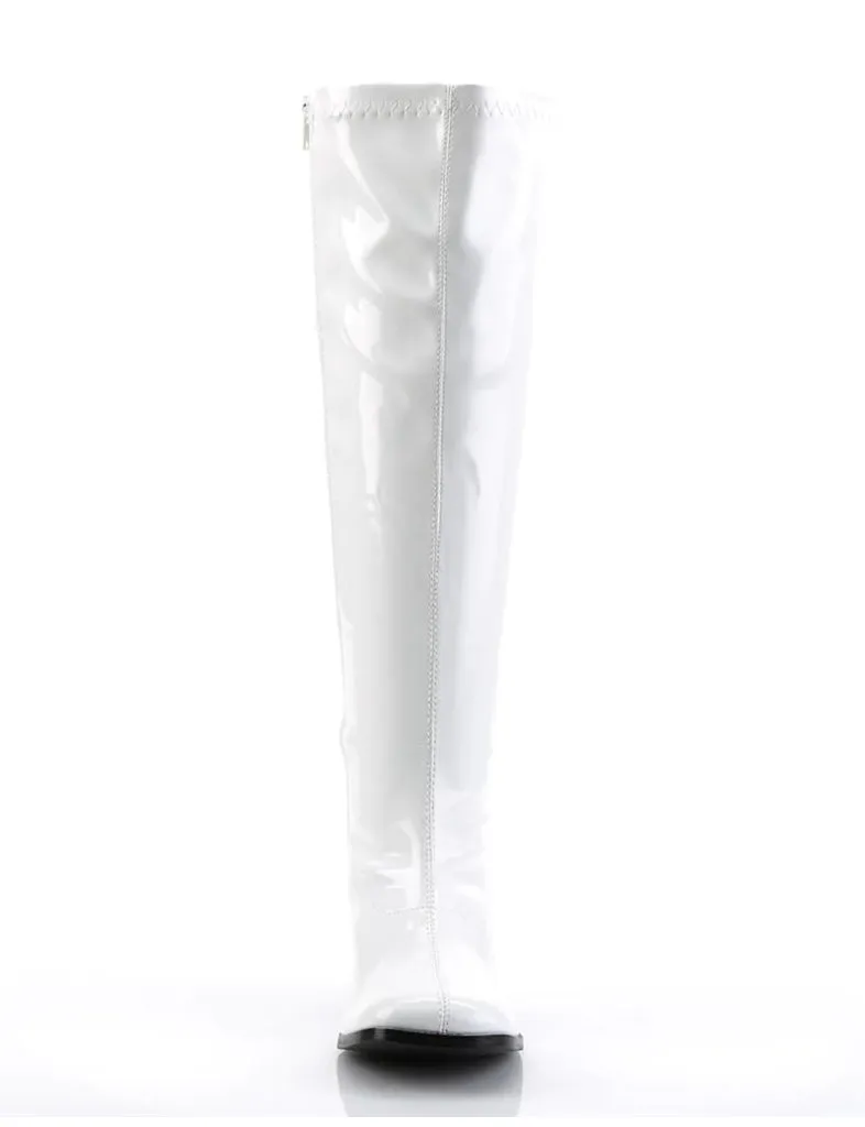 GOGO 300 BOOTS WIDE CALF - WHITE STRETCH PATENT ✰ PRE ORDER ✰