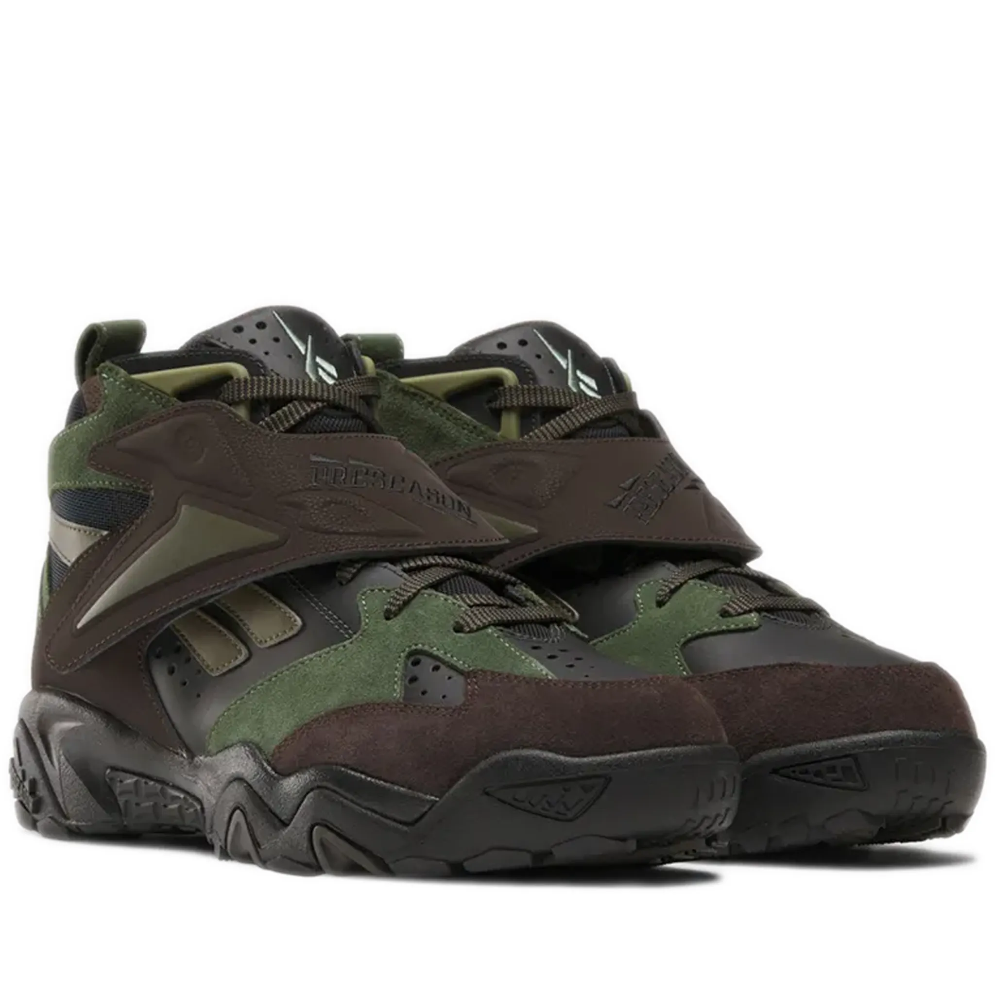 Grade School Reebok Preseason 94 Shoes - Night Black/ Dark Matter/ Earthy Green