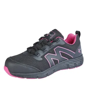 Grafters Womens Black Hot Pink Nylon Mesh Safety Trainer Shoes