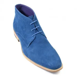 Handmade Men blue Suede casual Chukka Half Ankle boots