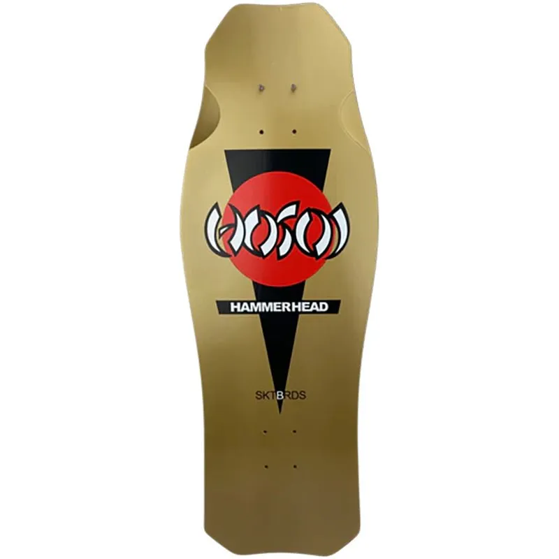 Hosoi 10.5" x 31" OG Hammerhead Double Take Gold/Silver Dip Krystal Clear Grip Applied Skateboard Deck