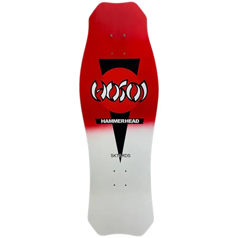 Hosoi 10.5"x31" OG Hammerhead Double Take Red/White Dip Krystal Clear Grip Applied Skateboard Deck