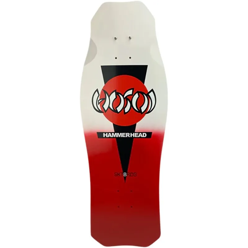 Hosoi 10.5"x31" OG Hammerhead Double Take Red/White Dip Krystal Clear Grip Applied Skateboard Deck