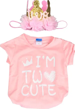 I am Two Cute, 2nd Birthday T Shirt and Crown, 2nd Birthday Outfit Girl, Two Cute Birthday