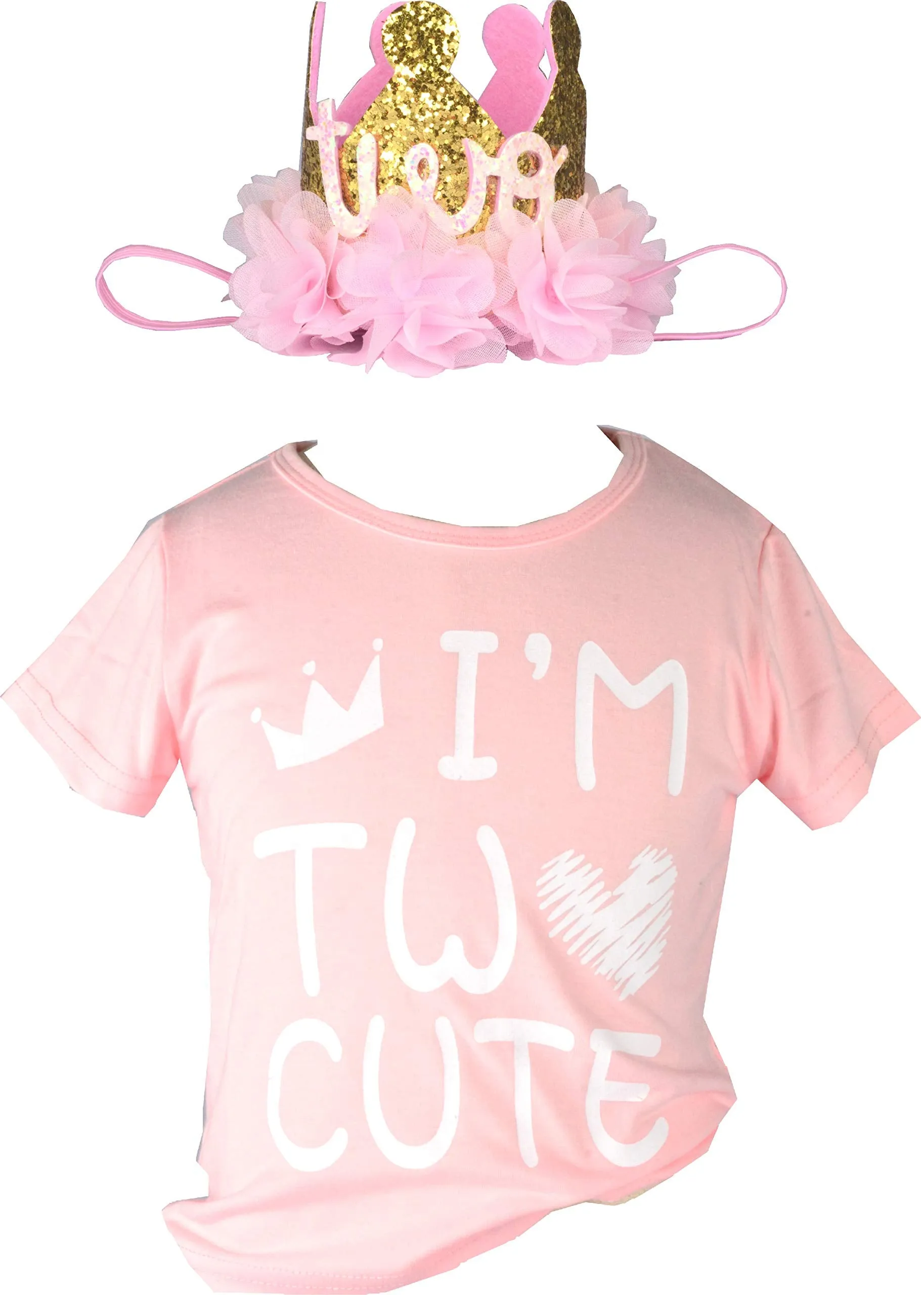 I am Two Cute, 2nd Birthday T Shirt and Crown, 2nd Birthday Outfit Girl, Two Cute Birthday