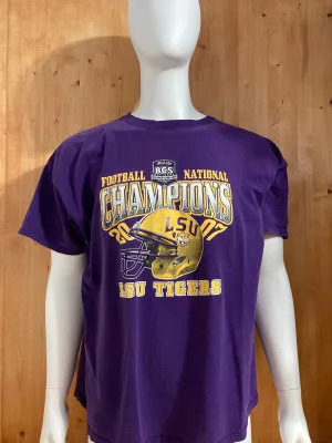 JERZEES "LSU TIGERS BCS CHAMPS" Graphic Print Adult T-Shirt Tee Shirt 3XL Purple Shirt