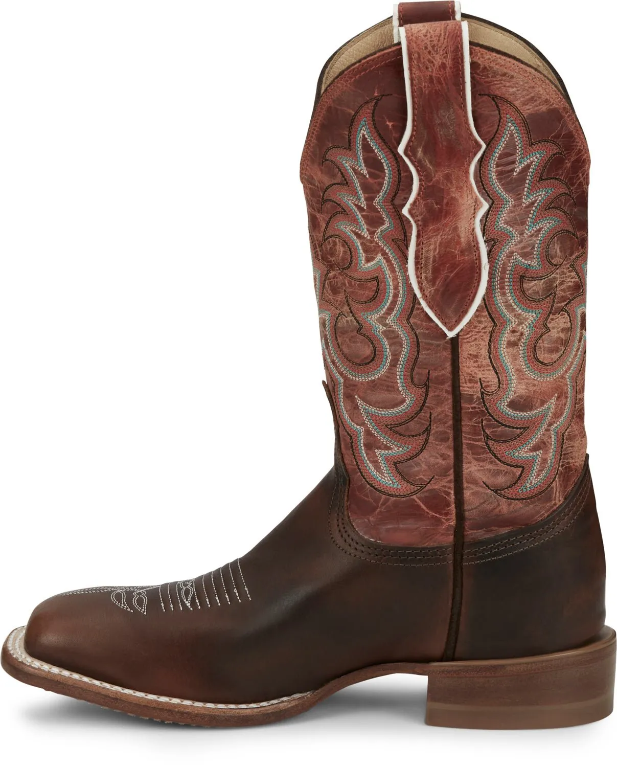 Justin 11in Womens Amber Orange Dusty Leather Cowboy Boots